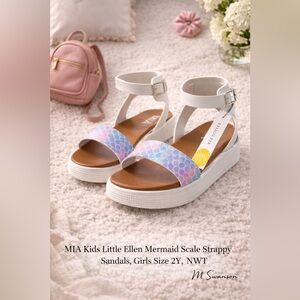 MIA Kids Little Ellen Sandals Girls Size 2Y Mermaid Scale Strappy